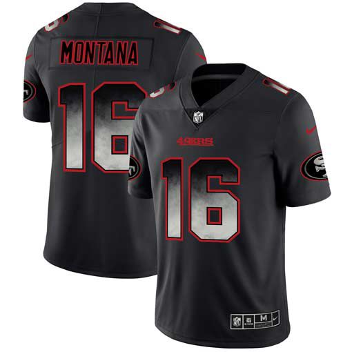 Men San Francisco 49ers #16 Montana Nike Teams Black Smoke Fashion Limited NFL Jerseys->san francisco 49ers->NFL Jersey